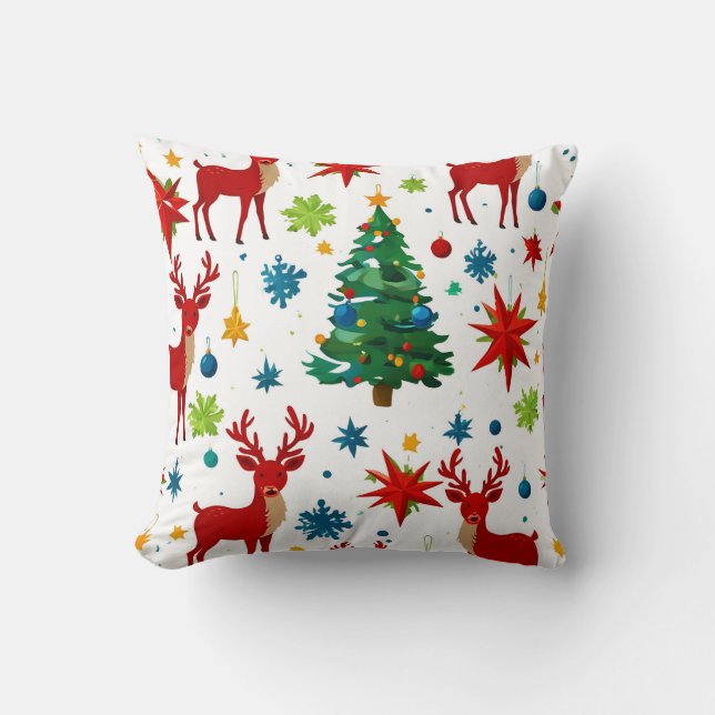 A Festive Christmas Pattern Digital Art Throw Pillow (Front)