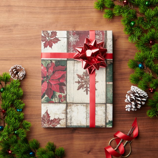 A Festive Christmas-Themed Tile Pattern Wrapping Paper (Holiday Gift)