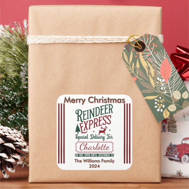 A festive delivery from the Reindeer Express team Square Sticker (Holiday)