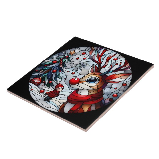 A festive encounter between child and reindeer tile (Side)