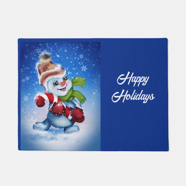 A festive snowman      doormat (Front)