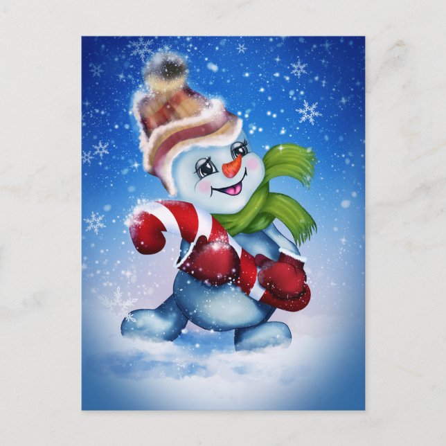 A festive snowman      holiday postcard (Front)