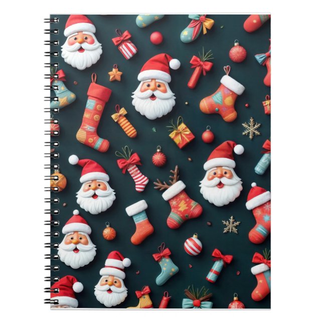 A Festive Tapestry Santa and Christmas Cheer Notebook (Front)