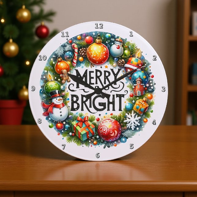  A Festive Wreath of Christmas Joy Large Clock (Creator Uploaded)