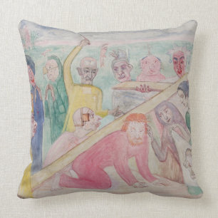 A Field Conventicle, 1857 Throw Pillow