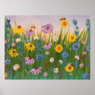 A field full of wild flowers poster