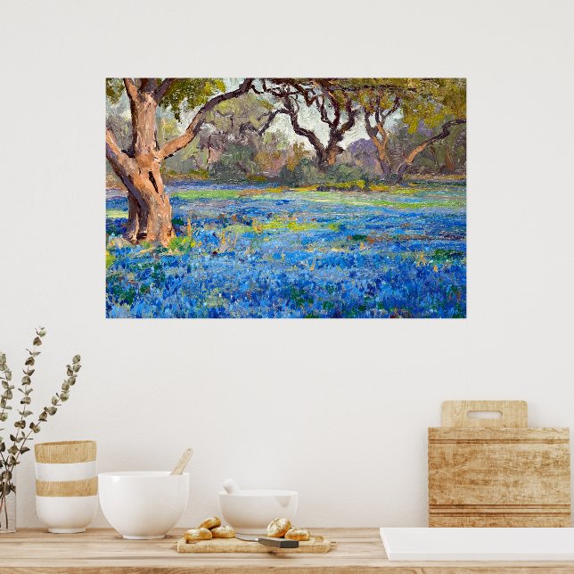 A Field of Bluebonnets at Alamo Heights, 1919 Poster (Kitchen)
