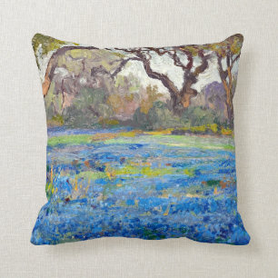 A Field of Bluebonnets at Alamo Heights, 1919 Throw Pillow