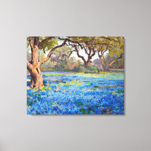 A Field of Bluebonnets at Alamo Heights, Canvas Print
