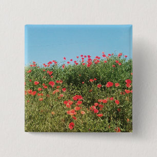 A Field of Poppy Flowers 2 Inch Square Button