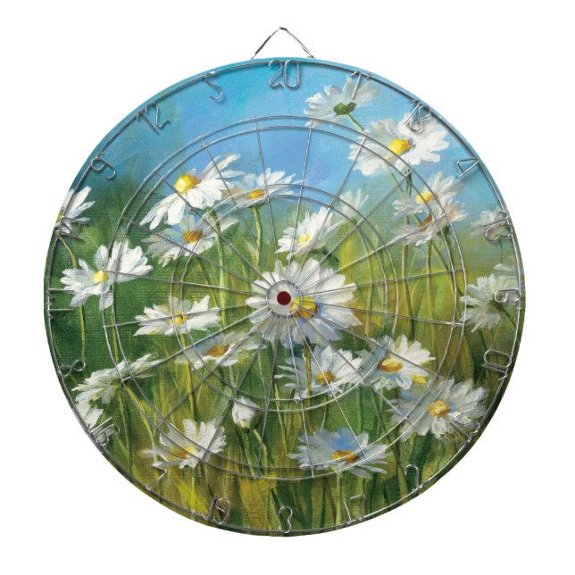 A Field of White Daisies Dartboard (Front)