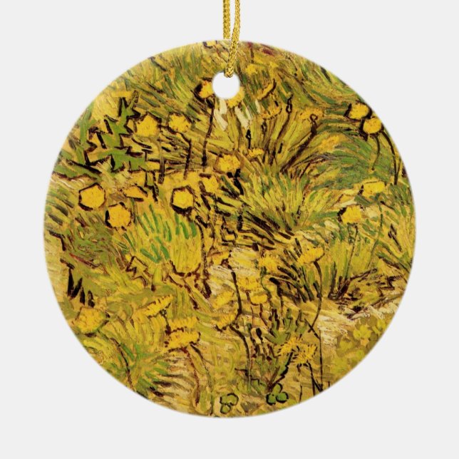 A Field of Yellow Flowers by Vincent van Gogh Ceramic Ornament (Front)