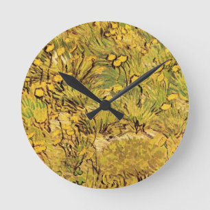 A Field of Yellow Flowers by Vincent van Gogh Round Clock