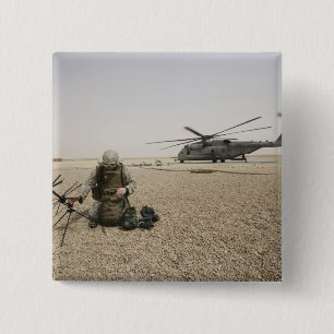 A field radio operator 2 inch square button