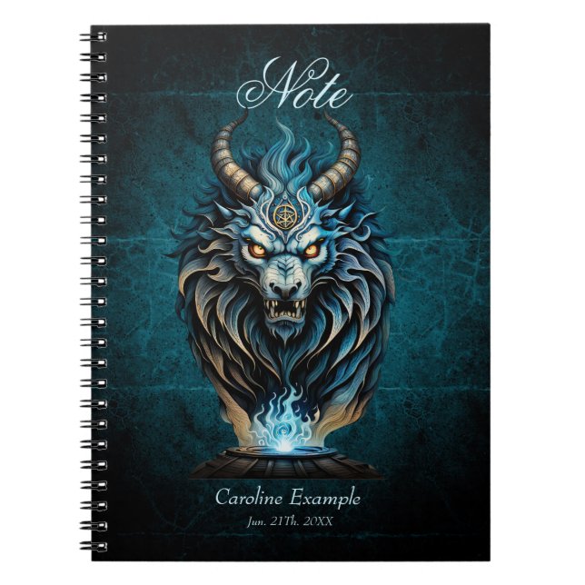 A fierce blue animal, a majestic creature  notebook (Front)