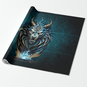 A fierce blue animal, a majestic creature wrapping paper