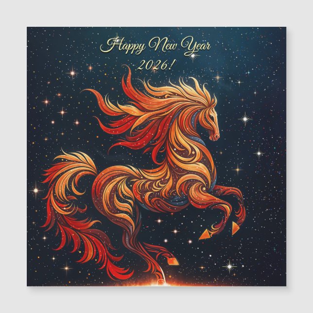 a fiery horse against a starry sky (Front)