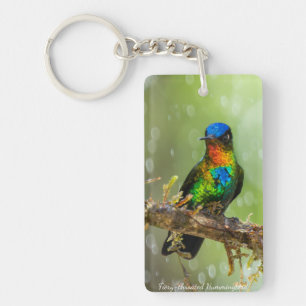 A Fiery-throated Hummingbird in the Cloud Forest Keychain