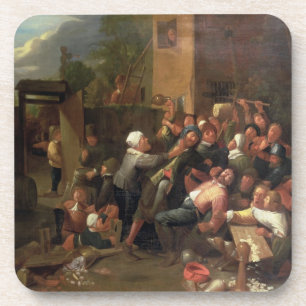A Fight Outside a Tavern Coaster