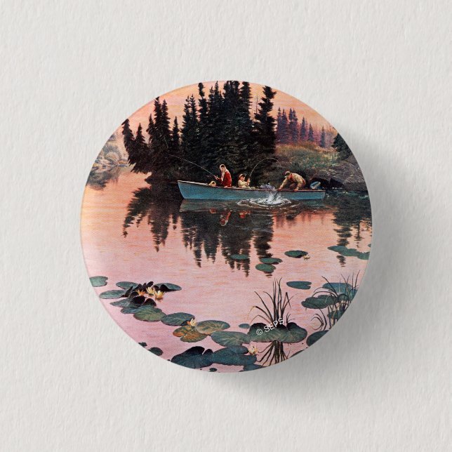 A Fine Catch by John Clymer 1 Inch Round Button (Front)