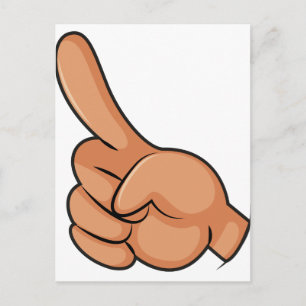 A finger pointing postcard