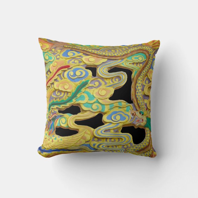 A Firebird and Dragon Guard the Gate on a Throw Pillow (Front)