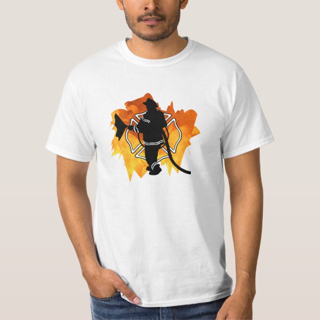 A Firefighter In Flames T-Shirt (Front)