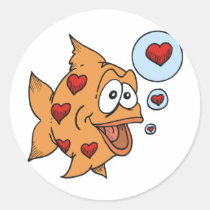 A Fish in Love - Classic Round Sticker