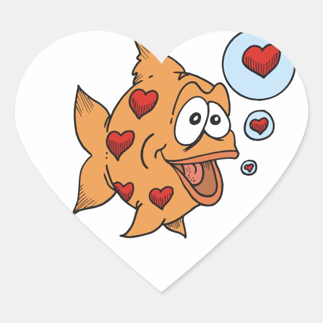 A Fish in Love - Heart Sticker (Front)