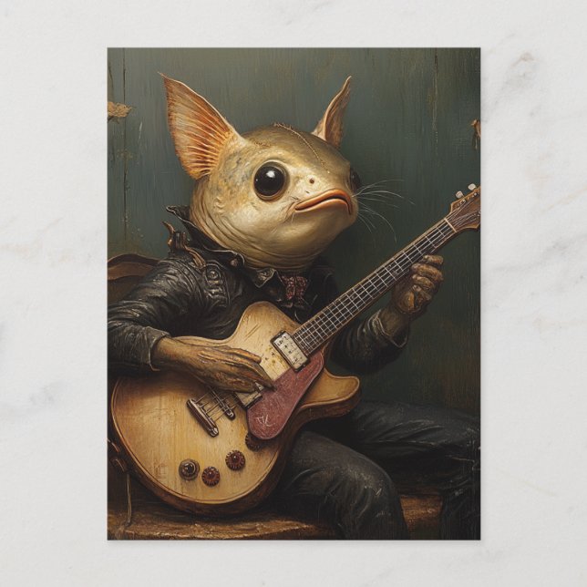 A fish playing guitar fantasy  postcard (Front)