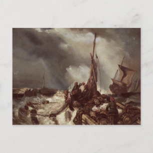 A Fisherman Pulling in a Net, 1868 Postcard