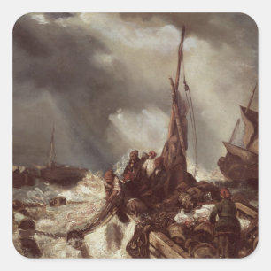 A Fisherman Pulling in a Net, 1868 Square Sticker