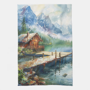 A Fishing Hose On The Lake Kitchen Towel