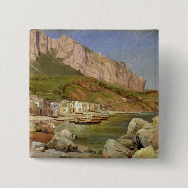 A Fishing Village at Capri 2 Inch Square Button (Front)