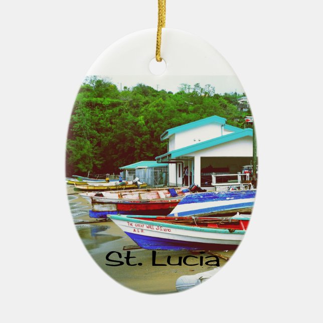 A fishing village in St. Lucia Ceramic Ornament (Front)