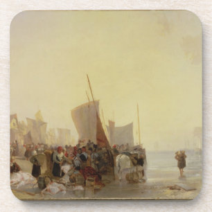 A Fishmarket Near Boulogne, c.1824 (oil on canvas) Coaster
