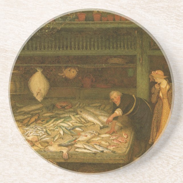 A Fishmonger's Shop by Frederick Walker Coaster (Front)