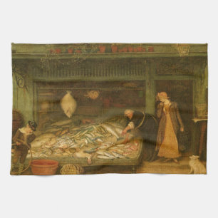 A Fishmonger's Shop by Frederick Walker Kitchen Towel