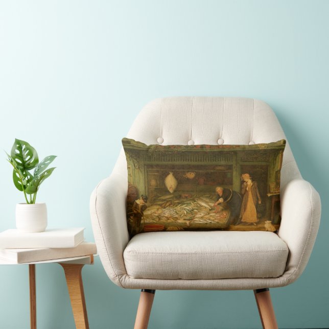 A Fishmonger's Shop by Frederick Walker Lumbar Pillow (Chair)