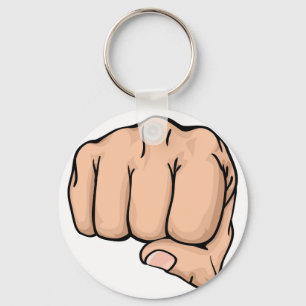 a fist punching towards you keychain