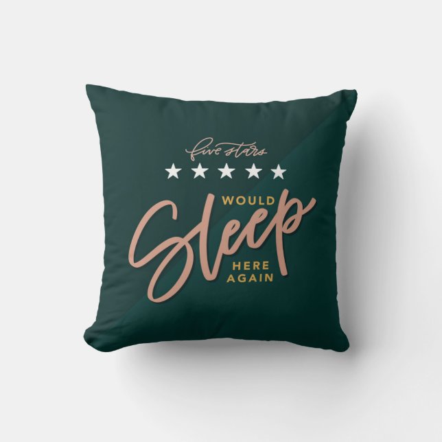 A Five Star Sleep Review Emerald Throw Pillow (Front)