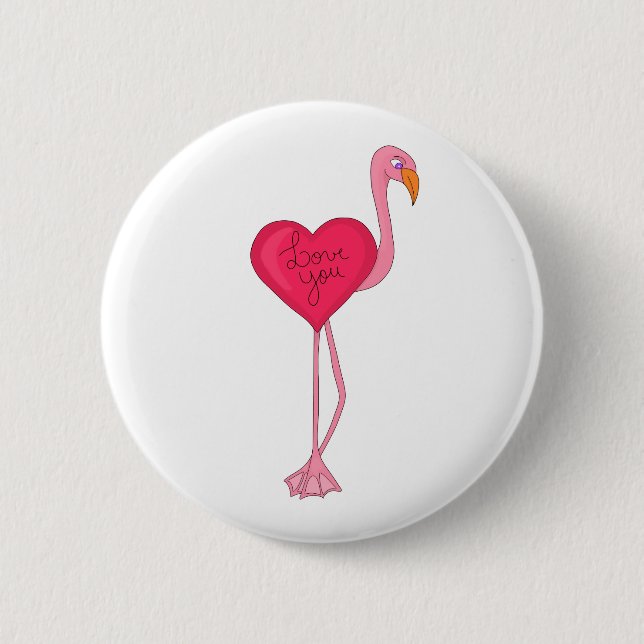 A Flamingo in Love 2 Inch Round Button (Front)