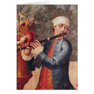 A Flautist, detail from a screen