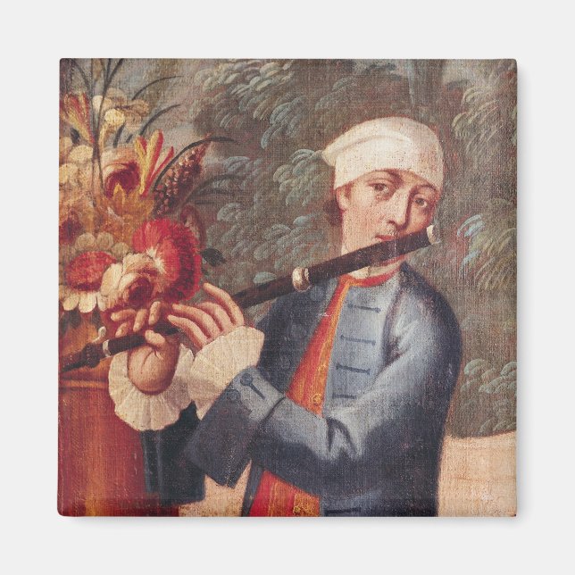 A Flautist, detail from a screen Magnet (Front)