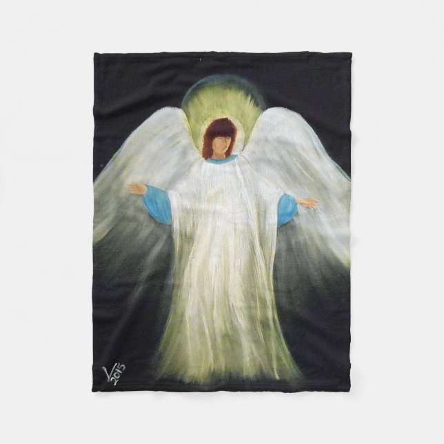 A fleece throw, angel print (Front)