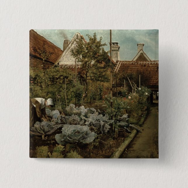 A Flemish Garden 2 Inch Square Button (Front)