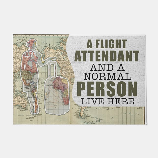 A Flight Attendant And A Normal Person Live Here Doormat (Front)