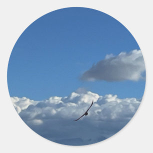 A flight under the clouds classic round sticker