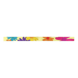 A floral bed of daisy flowers  satin ribbon