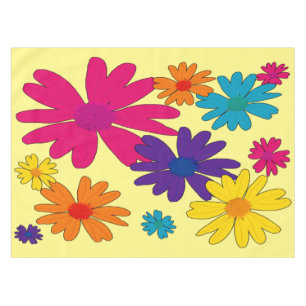 A floral bed of daisy flowers  tablecloth